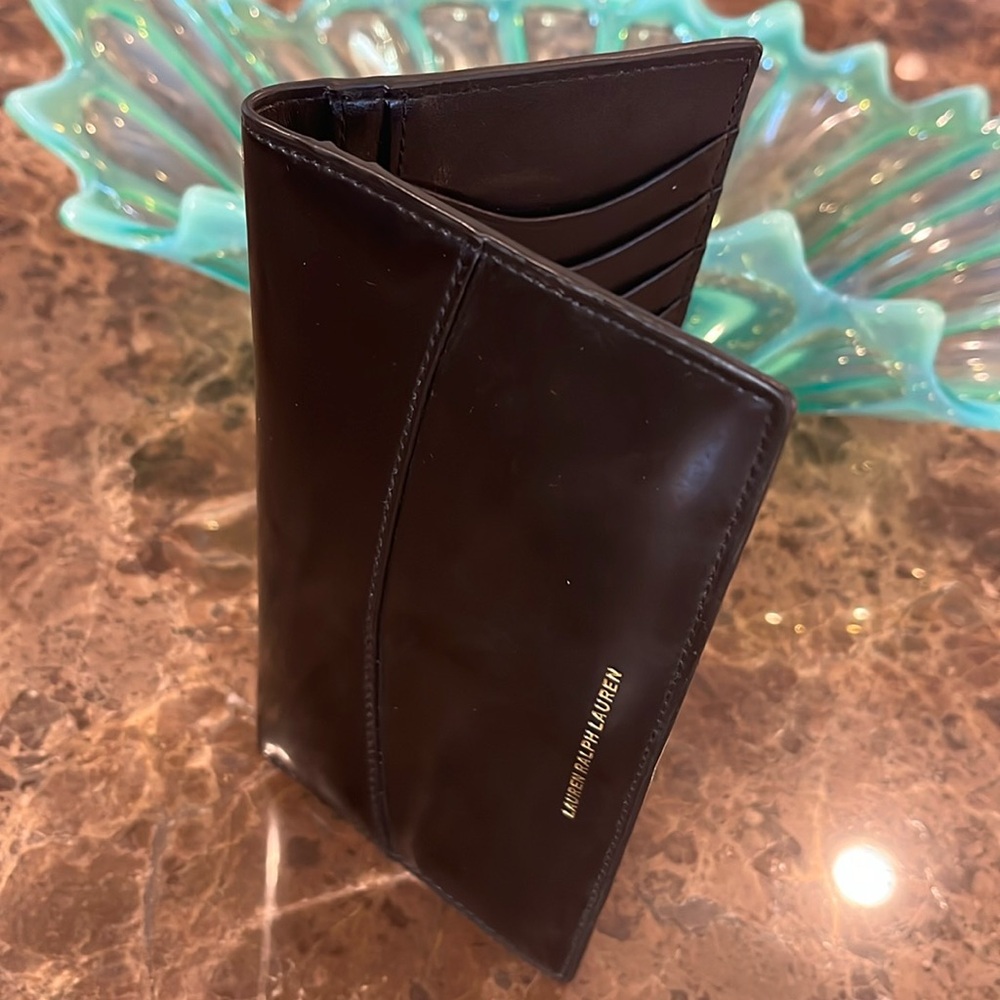Lauren Ralph Lauren Black Leather Slim Snap Wallet - Picture 5 of 15